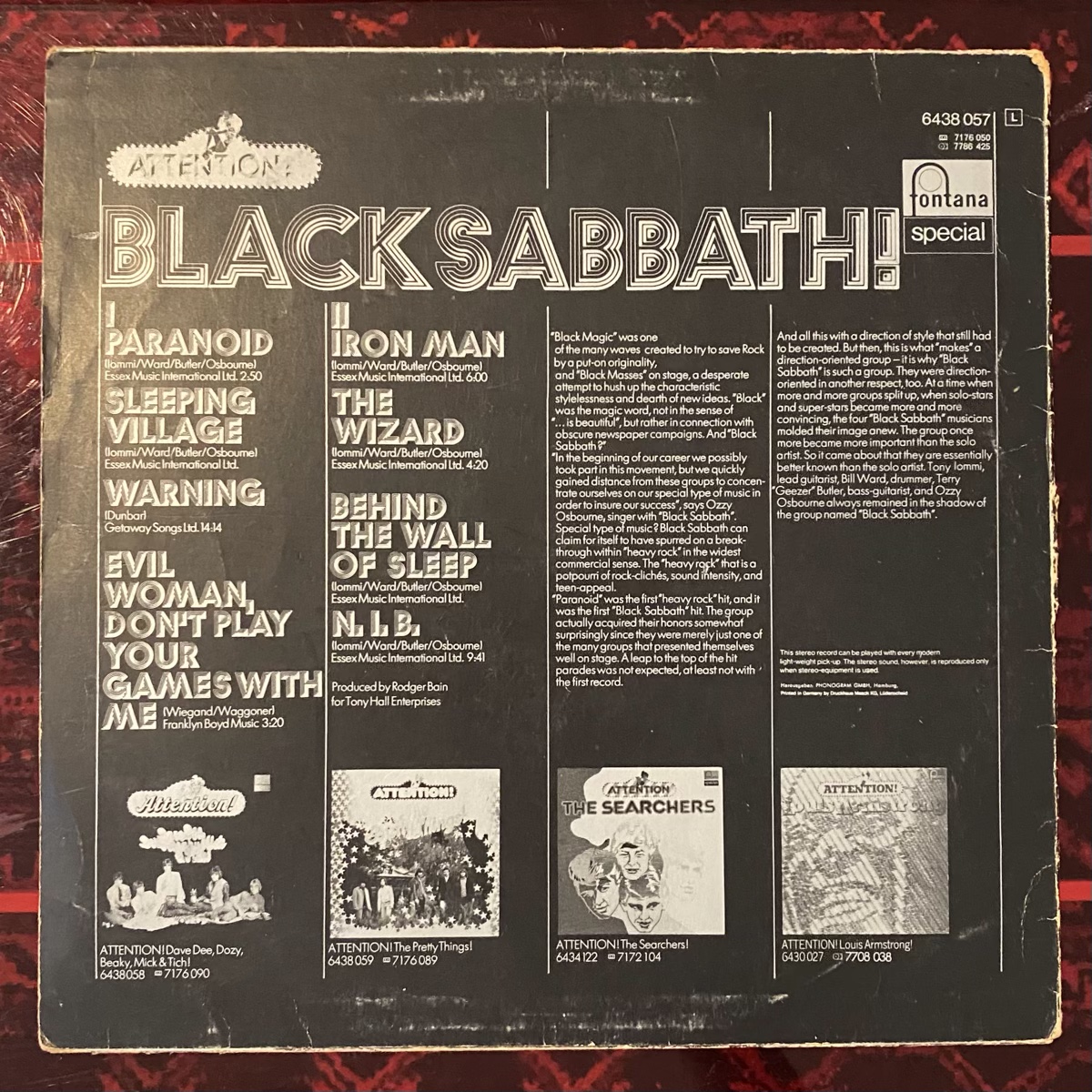 Attention! Black Sabbath! - Fontana - 6438 057