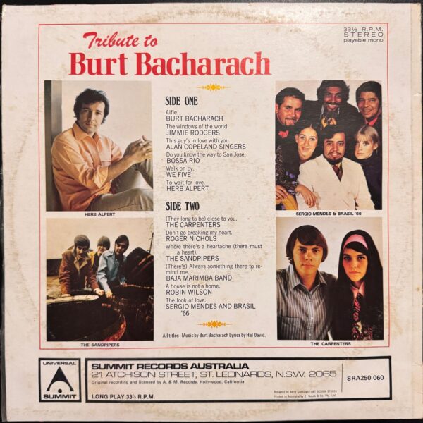 Varios Artistas - Tribute To Burt Bacharach